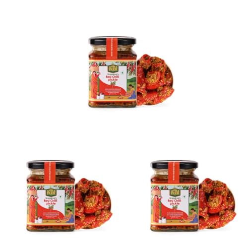 Image of THE LITTLE FARM CO Banarasi Red Chilli Pickle - Lal Mirch ka Achar (250g)| Less Oil Mustard Base Homestyle Bharwa Lal Mirch Ka Achar with Spicy Flavour | No Added Preservatives, Artificial Colours & Flavours