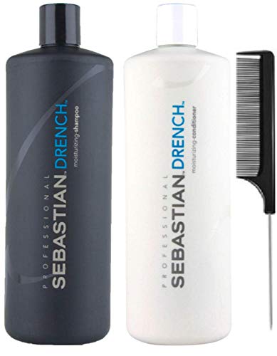 Drench Shampoo And Conditioner 33.8 Oz Duo-Its A Rich Lather Provides intensive Nourishment And Color Safe hydration to dry chemically treated hair-And Black Steel Comb