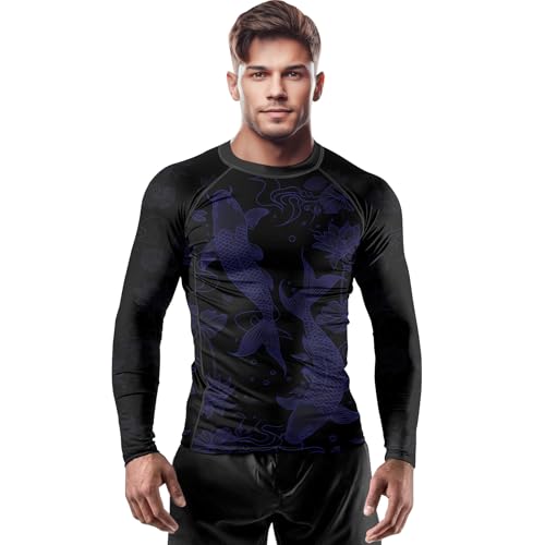 Koi Fish Jiu Jitsu Rash Guards Men's Long Sleeve Rash Guard Compression Shirt for MMA BJJ Jiu Jitsu Grappling4