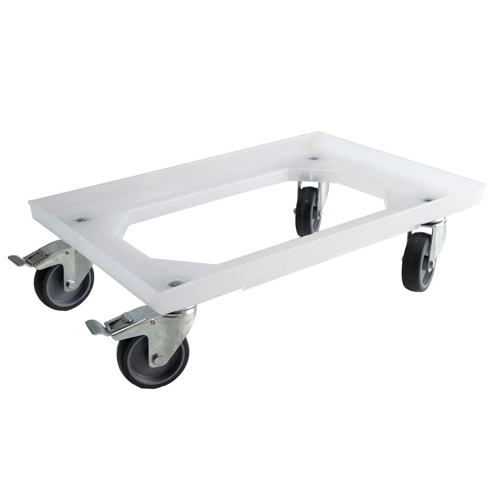 Karton EU Transportroller für Boxen 60 x 40 cm mit 2 Bremsen milchig und 4 Lenkrollen Rollwagen Euroboxen Eurobehälter