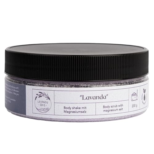 Exfoliante Corporal con Sales de Epsom y Aceite de Lavanda Natural, Suaviza y Nutre la Piel, Scrub Corporal 200g para Cuerpo y Baño - Levandu Ukis