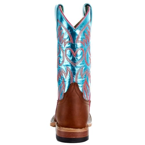 Macie Bean Kids Crazy horse with Metallic Turquoise Top Boot Brown 5Y4