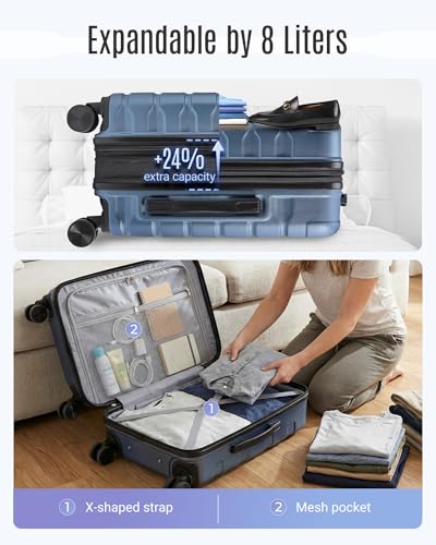 LIGHT FLIGHT Carry On Luggage 22x14x9 Airline Approved, Expandable Carry On Suitcases with Wheels, Lightweight Luggage, Durable Hard Shell 20 Inch Rolling Suit Case for Men Women Travel,Royal Blue - Image 4