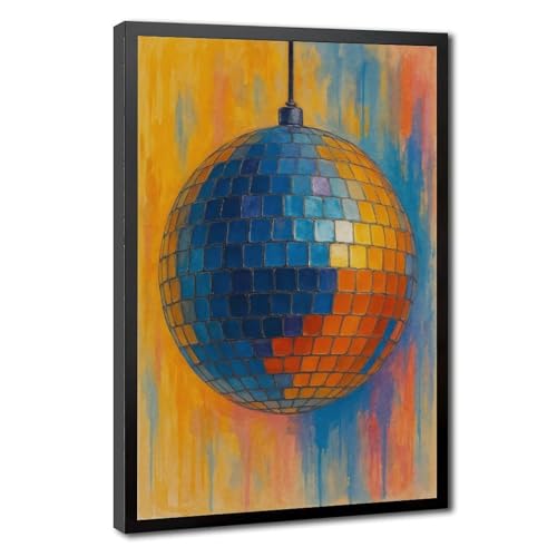 Impression artistique boule disco dorée décoration rétro glamour sur toile salon