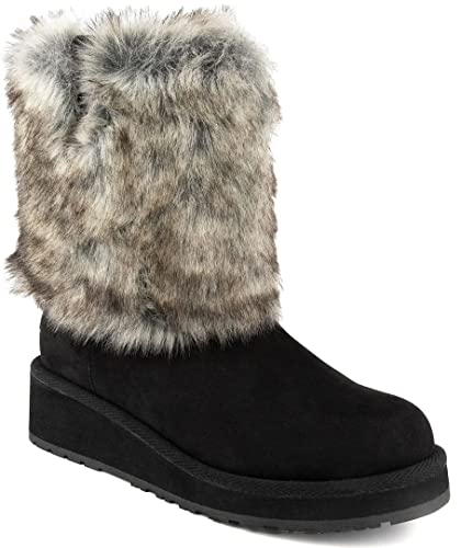 LONDON FOG Womens Patty Cold Weather Snow Boot Warm Lined Winter Boots Faux Fur black 9