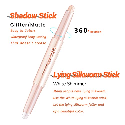 Lamuseland Cream Eyeshadow Stick, 2 Tone Glitter Gradient Shimmer Double Heads Eyeshadow Stick Pencil Crayon Set, Waterproof Long Lasting Eye Makeup Tool For Women Girls (22+33) #TOP3