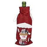 Funda para Botella De Vino Navideña, Bolsas para Botellas De Vino con Cordón Navideño, Bolsa De Regalo para Vestido De Botella De Vino para Decoraciones Navideñas para Fiestas Navideñas(Rojo)