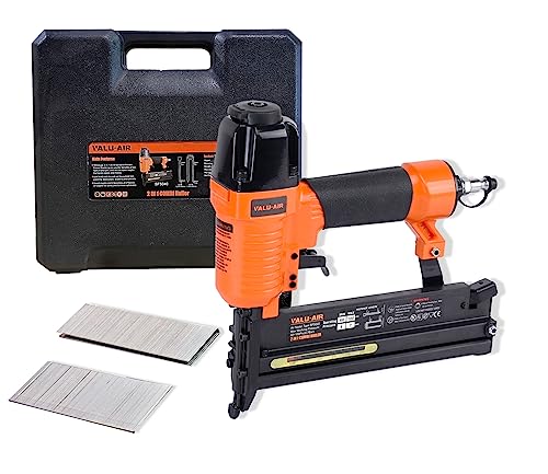 Valu-Air SF5040 Pneumatic Brad Nailer – 18 Gauge 2-in-1 Air Nail Gun & Stapler, Lightweight Aluminum Body, Ideal for Woodworking, DIY Projects, Includes Case (Air Compressor Required)
