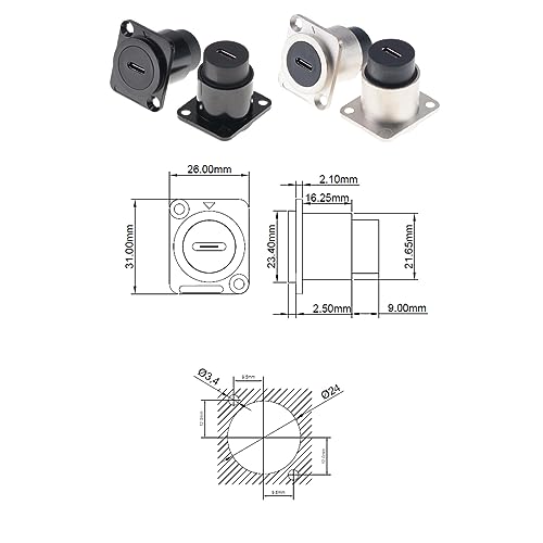 HangTon 5pack USB C Type-C Waterproof Coupler Connector Panel Socket Bulkhead Feed Through, Inline Cable Female to Female Extension - Image 2