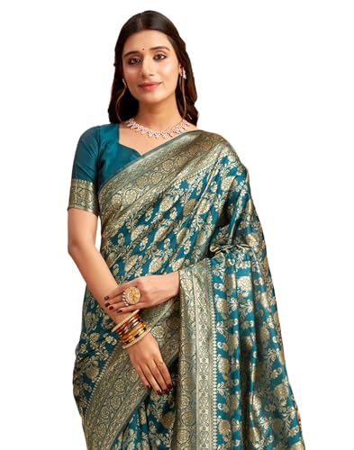 Image of SIRIL Women's Banarasi Silk Saree Pure Silk Saree With Unstitched Blouse Piece