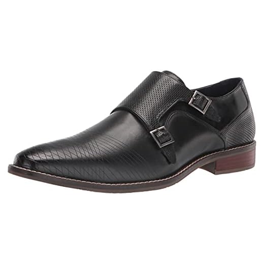 STACY ADAMS Men's Jamar Burnished Leather Monk Strap Loafer, Black, 10