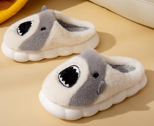 Shark Design Plush Slipper for Women Men Thick Warm Cartoon Animal Non-Slip House Shoes Cozy Slipper Christmas Gift3