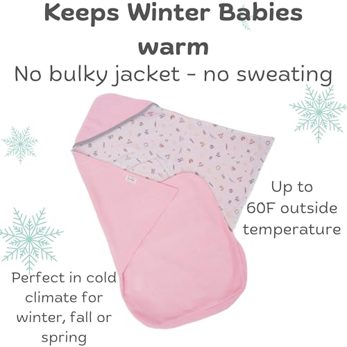 Image of Car Seat Blankets for Babies Winter - Stroller Footmuff Carseat Cover Baby 5 Point Harness - Swaddle Bunting Bag (Rose)