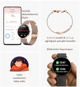 Fro LW-43V Ultra İnce Şık Akıllı Saat (Altın Rengi) - Görsel 3