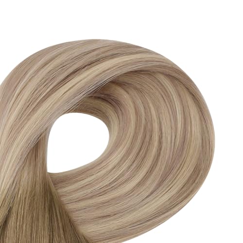Image of Full Shine Hair Extensions Real Human Hair Tape in Color 8 /60 /18 Tape in Extensions 22Inch Genius Wide Long Weft Remy Seamless Invisible Extension 50G Natural Straight Soft One Piece