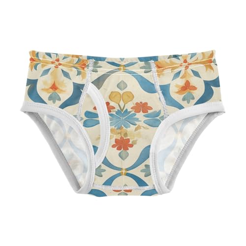 KLL Seamless Tiles Portuguese Spanish Italian Boys Toddler Pure Cotton Nighttime Underwear Cute Children Undies