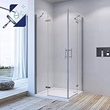 💎 90 x 90 x 195 cm Duschabtrennung / Duschkabine Eckeinstieg mit Doppel Pendeltür. Verstellbereich: 90 (86.5-88.5 cm) x 90 (86.5-88.5 cm). Achtung: Bei den Abmessungen handelt es sich immer um Außenmaße. Das maximal zu erreichende Außenmaß wird gemessen von der Wand bis zur Außenkante des Profils. Die Abmessung 90 x 90 cm bezieht sich immer auf die Größe der Duschwanne und nicht auf die Aufstellmaße. Einstiegsbreite: 72 cm.