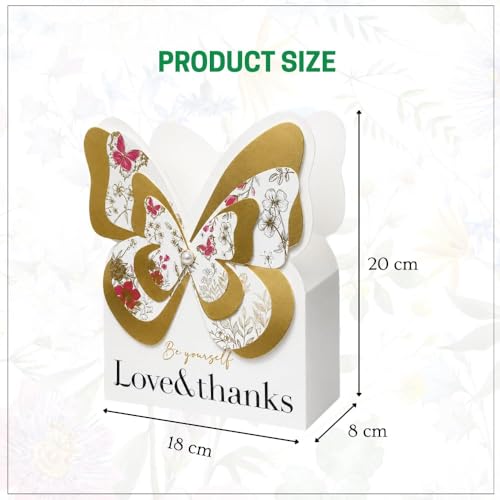 Image of Oasis Pack of 10 Luxury Butterfly Style Flower Paper Baskets - Gold Cardboard Bouquet Gift Boxes - Decorative Floral Arrangement Containers - Elegant Packaging for Fresh Flowers, Hampers, Weddings & Gifting - 5764 (P-10)