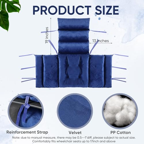 Suzile Wheelchair Cushion Wheelchair Seat Cushion with Strap Recliner Suitable for 18 Inches Armrest and Support for Senior(Navy Blue) by Suzile - Image 4