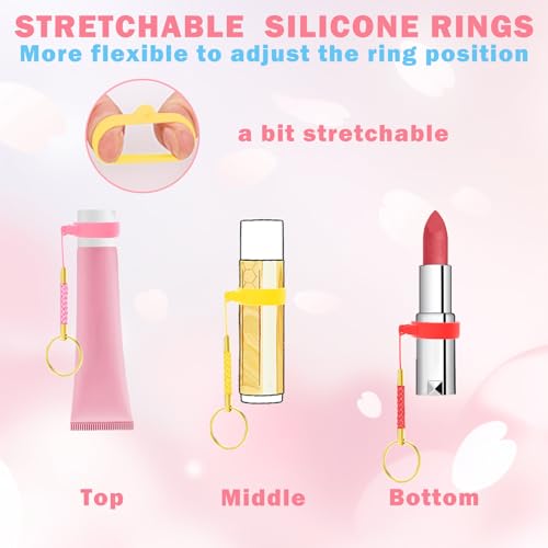WK IEASON Lip Balm Holder Keychain, Small Christmas Gifts Stocking Stuffers for Teen Girls Women, Spring O Ring Lipstick Holder for Chapstick,Burt\'s Bees,KAHI,LANEIGE,Clinique Sleeves Lip Gloss Holder
