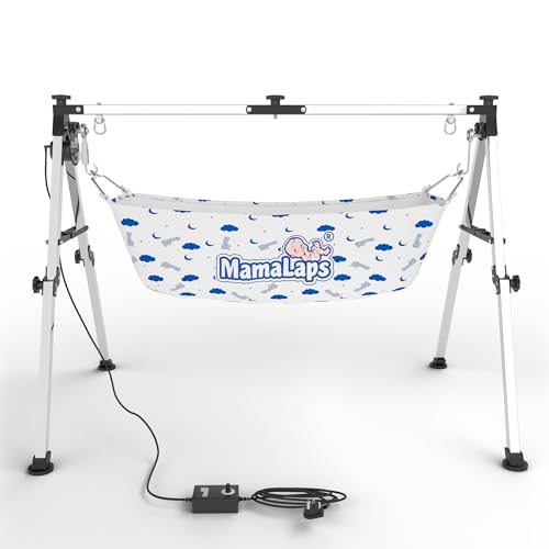Image of MamaLaps Pro Plus Automatic Baby Cradle | Heavy Duty Auto Swing Cradle for Newborn to 3 Years | Stainless Steel Palna Zula with Crib & Cot Function | 10 Kg Strong Frame | Baby Boy & Girl Cradle Bed
