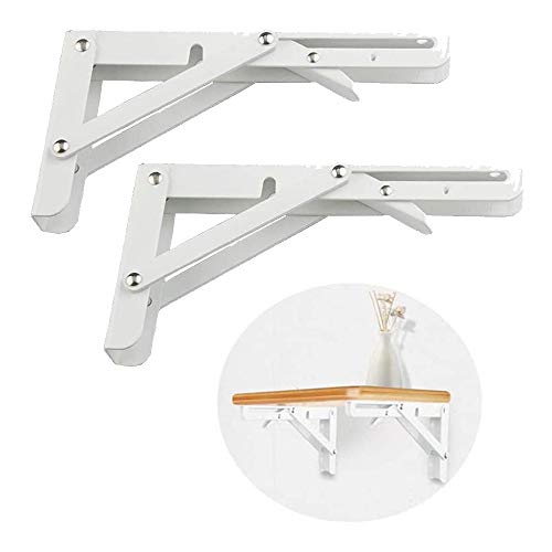 Preisvergleich Produktbild 2 Stück Edelstahl Klappkonsole, Regalträger Wandhalter, Klappbar Regalkonsole, Strapazierfähig, Edelstahl, Zusammenklappbar, für Tisch-Werkbank, Platzsparende DIY Halterung