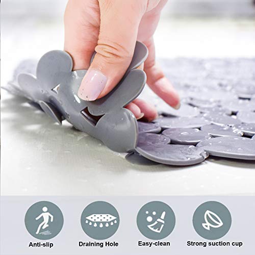 SONGZIMING Pebble Bath Mat 35x16 Inches for Bathtub to Non Slip in Shower with Drain Holes, Suction Cups (Grey) by SONGZIMING - Image 4