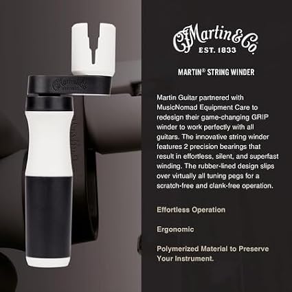 C. F. Martin 18A0127 Martin Guitar String Winder, Black and White
