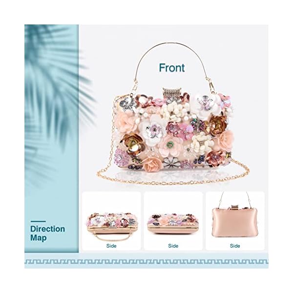 Lanpet Women Luxury Flower Velvet Clutch Purse Rhinestone Crystal Evening Bag for Wedding Party - Image 3