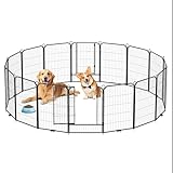 IDEALHOUSE Dog Playpen,40'', 16 PanelsFolding Heavy Duty Metal Pen for Indoor,Outdoor,Yard, RV Camping Playpen with Secure Door,Rust-Resistant,Removable,Tool-Free Setup,Anti-Skid,Expandable Design