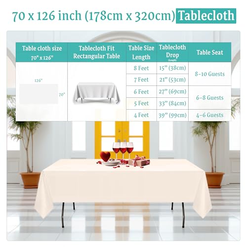 Nappe rectangulaire polyester Trimming Shop blanche lot de 5 pour table banquet - 3