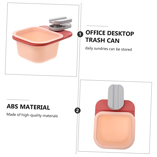 Basurero compacto giratorio para escritorio rosa miniatura 5