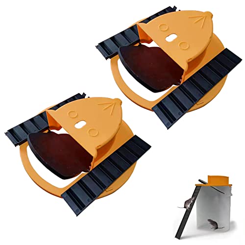 2Packs Mouse Trap Bucket Lid Mouse Traps for House Indoor Rat Trap Rat Traps Flip and Slide Bucket Mouse Trap Outdoor Humane Mouse Trap Updated Version Auto Reset Pest Control Traps