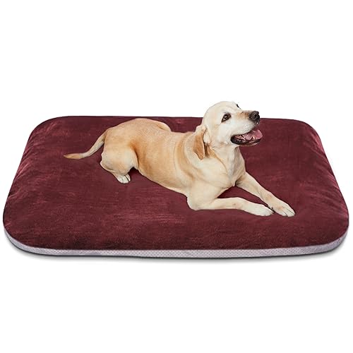 Image of Magic Dog Super Soft Large Dog Bed Orthopedic Pet Beds 39 Inches Washable Anti Slip Bottom Dog Sleeping Mattress with Removable Cover, Burgundy L