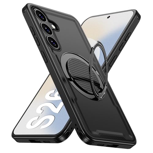 Coque Samsung S26 avec anneau rotatif 360 et support aimanté noir