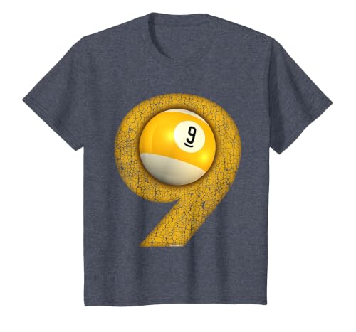 9-Ball Pool Ball Art T-Shirt, Youth, Heather Blue, Medium