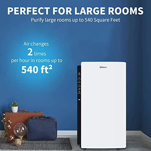 Image of Shinco SAD-2401S True H13 HEPA Filter Air Purifier with Air Quality Monitor, Quiet Air Filter for Home, Office, Allergies, Dust, Smoke, Pet Hair, Pollen, Cooking Fumes