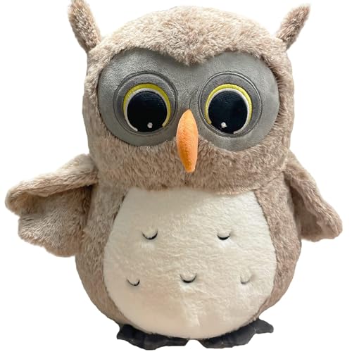 Image of Ryttir 15.7 Inch Chubby Gray Owl Stuffed Animal, Adventure Stuffed Owl Plush Toy, Brave Boy's and Girl's Room Decor, Funny Owls Gift for Kids and Women