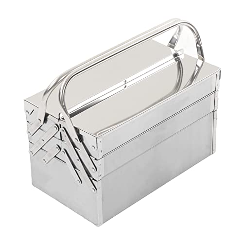 Cantilever Tool Box, Stainless Steel Folding Storage Box with 3 Layer 5 Tray MultiFunction Tool Organizer, Fold Out Organizer Storage with Handle for Maintenance Storage (350)