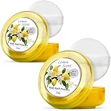 R-NEU Body Powder for Women with Powder Puff, 100% Talc-Free, Luminous Lemon Scented Dusting Powder, After Bath for Soft Skin, Extra Large, 2 Pack (10oz)