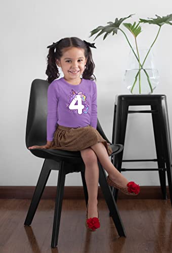 Image of Unicorn 4th Birthday Shirts for Toddler Girls Outfit 4 Year Old Fourth Four Shirt