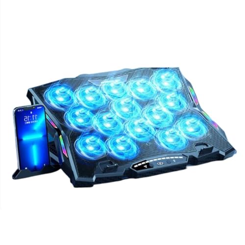 Almohadilla de enfriamiento para portátil de alto rendimiento con 13 ventiladores para portátil y enfriador para portátiles de 14 a 21 pulgadas, 8 ángulos de soporte para teléfono, ranura para juegos