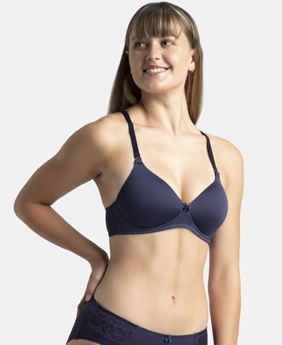 Image of Jockey 1819 Women's Wirefree Padded Microfiber Nylon Elastane Stretch Full Coverage Multiway Styling T-Shirt Bra with Magic Under Cup