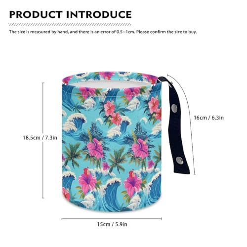 Image of Wave Flower Car Trash Can Cute Car Trash Bag Vehicle Trash Can Cars Accessories Trash Bag Hanging Portable Waterproof Collapsible Trash Bag for Cars