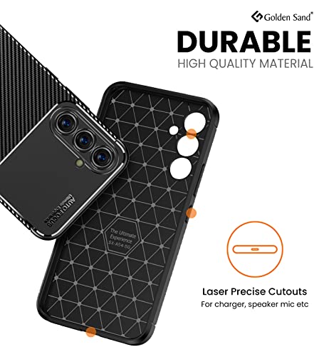 Image of Golden Sand for Samsung Galaxy A54 5G Cover Drop Tested Shock Proof Slim Armor Aramid Carbon Fibre Rugged TPU Case for Samsung Galaxy A54 5G, Black