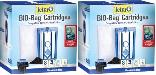 Image of Tetra Whisper Bio-Bag with Stay Clean, Large Filter Cartridges for Aquariums, 8 Count, Unassembled, Fits Tetra Whisper Fish Tank Filters 10-30 Gal, 20-40 Gal, PF-20, 30, 40, 60, IQ 20, 30, 45, 60