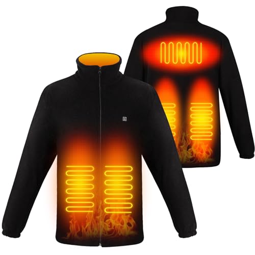 TOUVE Beheizte Jacke, Prämie Beheizbare Jacke 5 Zonen Heizung 3 Einstellbar Temperatur Polarfleece-Heizjacke Beheizbare Weste Heated Jack für Damen Herren (Enthält keine Powerbank