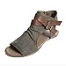 Sandali Scarpe Donna Moda Casual Bocca di Pesce Hollow Low Heel Flat Large Size (37,3marrone)