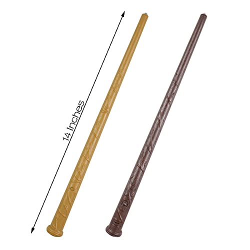 Light Up Magic Wand With Sound Wizard Illuminating Toy Party Costume Accessory Cosplay 2 Pack Brown & Khaki #TOP4