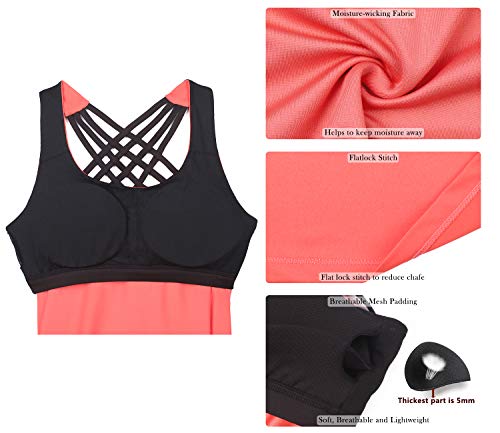 Image of icyzone Women's Open Back Workout Athletic Yoga Tank Tops with Built in Bra